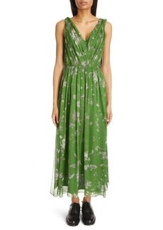 Erdem Floral Scarf Detail Silk Georgette Dress