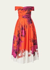 Erdem Off-Shoulder Floral Print Cocktail Dress