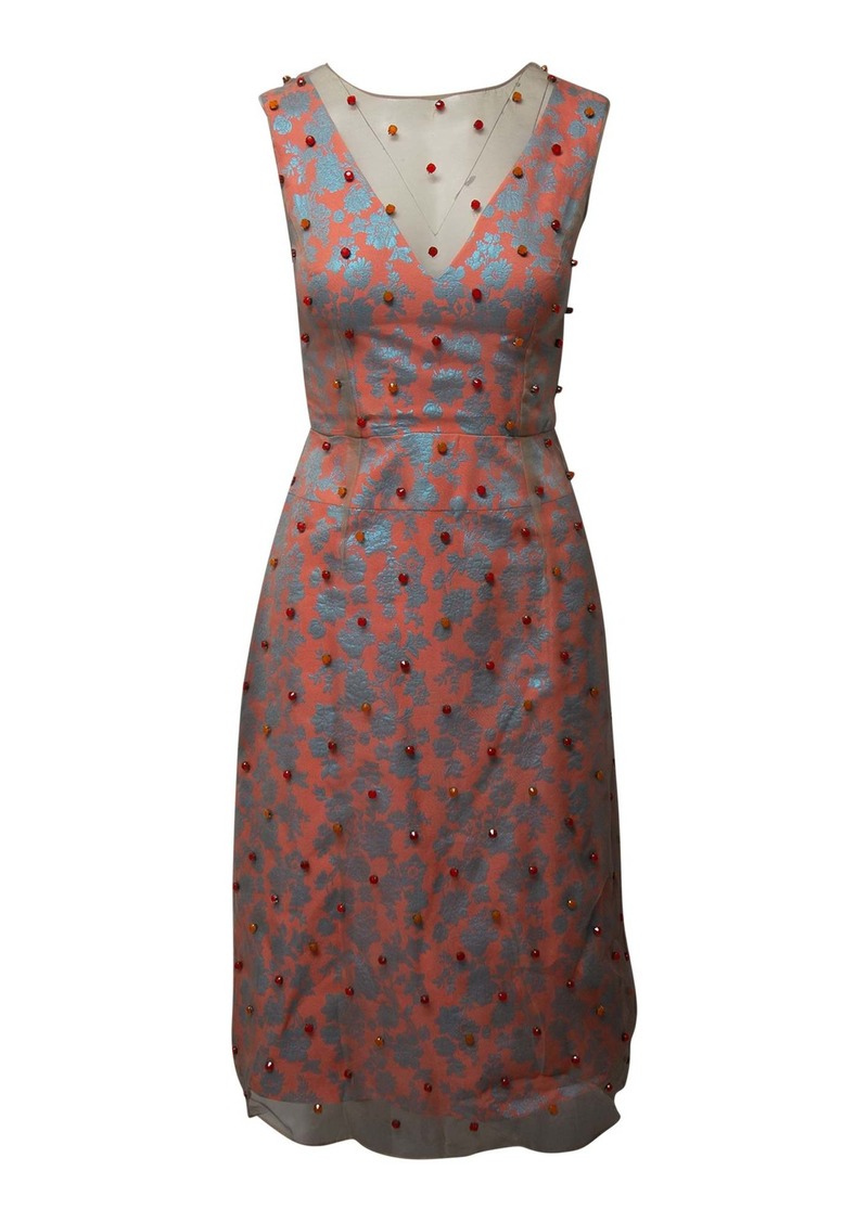 Erdem Overlay Jacquard Midi Dress in Multicolor Polyester