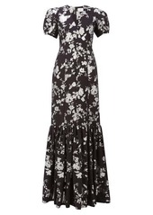 Erdem Rosetta puff-sleeved floral-brocade gown