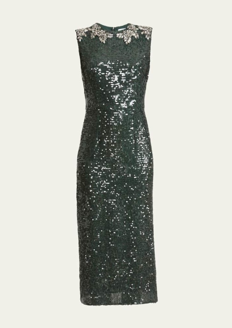 Erdem Sequined Crystal Midi Dress