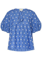 Erdem Monaco embroidered cotton-blend poplin blouse