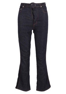 Erdem Vina Belted Denim Flared Jeans in Navy Blue Cotton