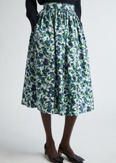 Erdem Volume Floral Cotton Midi Skirt