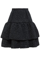 Erdem Woman Aine Tiered Matelassé Mini Skirt Black