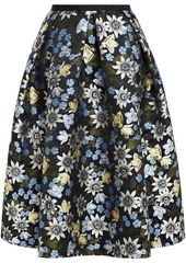 Erdem Woman Kit Pleated Floral-jacquard Skirt Black