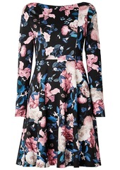 Erdem - Martina floral-print ponte mini dress - Black - UK 10