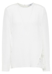 Erdem - Tia lace-paneled silk crepe de chine top - White - UK 10