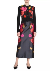 Erdem Floral Cotton-Blend Midi Pencil Skirt