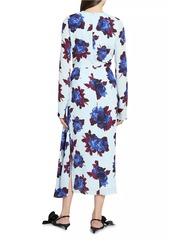 Erdem Floral Draped Midi-Dress