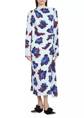 Erdem Floral Draped Midi-Dress