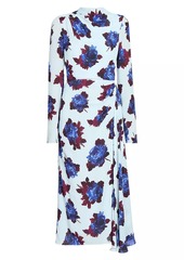 Erdem Floral Draped Midi-Dress