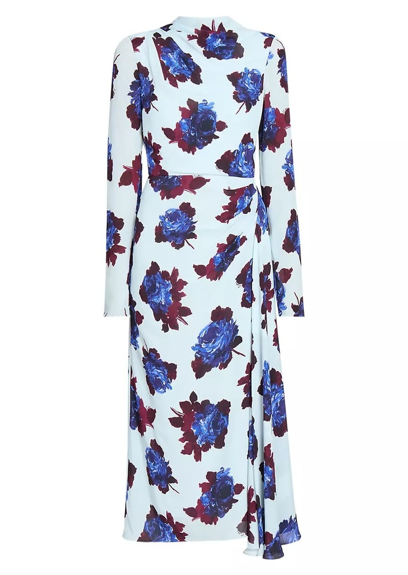 Erdem Floral Draped Midi-Dress