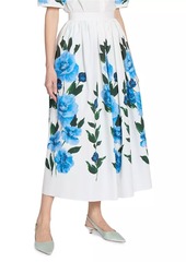 Erdem Floral Poplin Midi Skirt