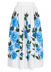 Erdem Floral Poplin Midi Skirt