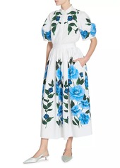 Erdem Floral Poplin Midi Skirt