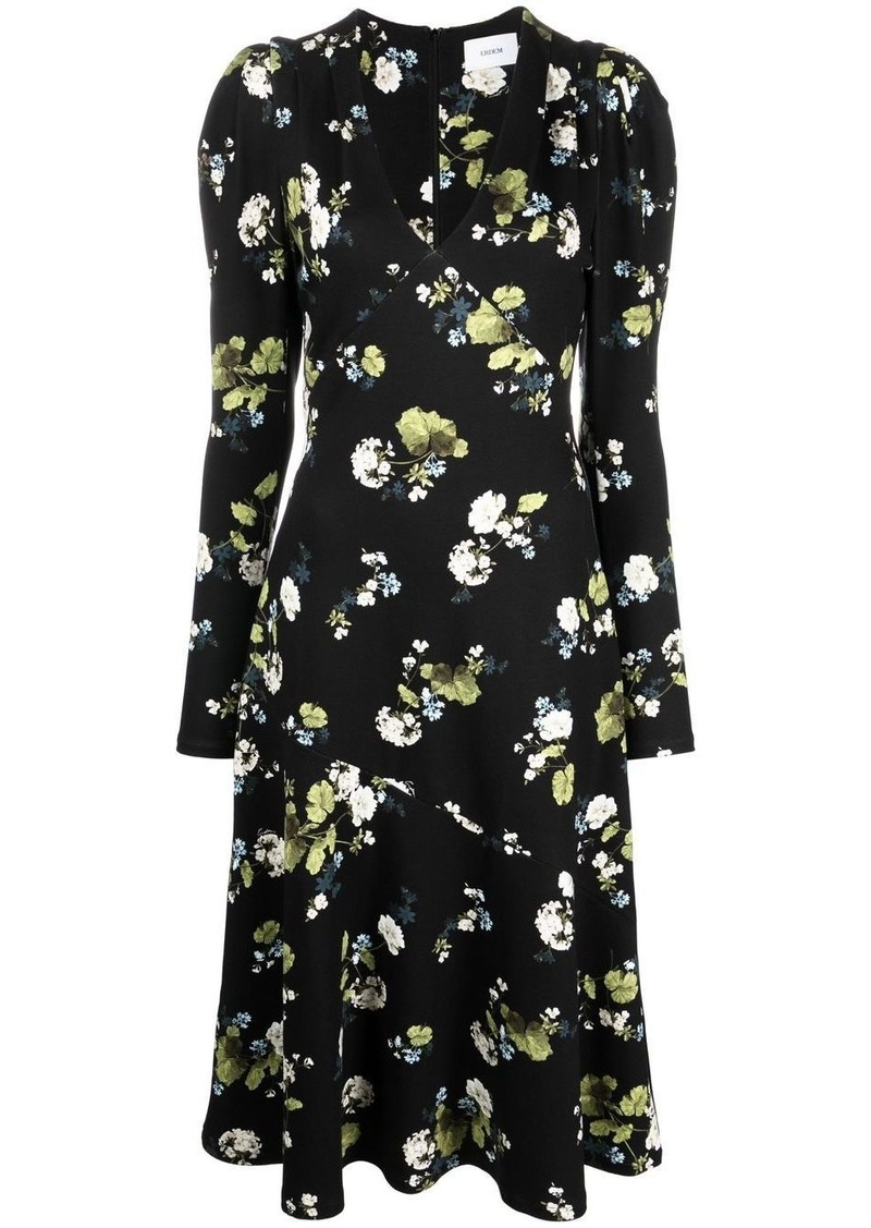 Erdem floral-print puff-shoulder dress