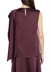 Erdem Satin Asymmetric Draped Blouse