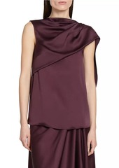 Erdem Satin Asymmetric Draped Blouse