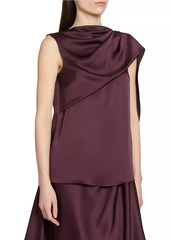 Erdem Satin Asymmetric Draped Blouse