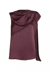 Erdem Satin Asymmetric Draped Blouse