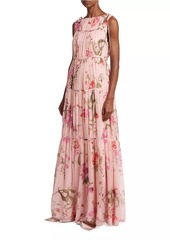 Erdem Tiered Floral Silk Gown