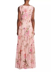 Erdem Tiered Floral Silk Gown