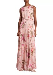 Erdem Tiered Floral Silk Gown