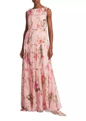 Erdem Tiered Floral Silk Gown