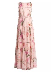 Erdem Tiered Floral Silk Gown