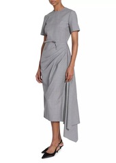 Erdem Wool Draped Short-Sleeve Midi-Dress