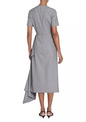 Erdem Wool Draped Short-Sleeve Midi-Dress