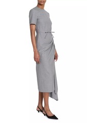 Erdem Wool Draped Short-Sleeve Midi-Dress