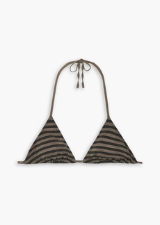 Eres - Backgammon Party metallic striped triangle bikini top - Black - FR 44