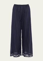 Eres Coton Striped Lace-Trim Cropped Lounge Pants