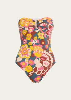 Eres Flower Power Goyave Strapless One-Piece Swimsuit