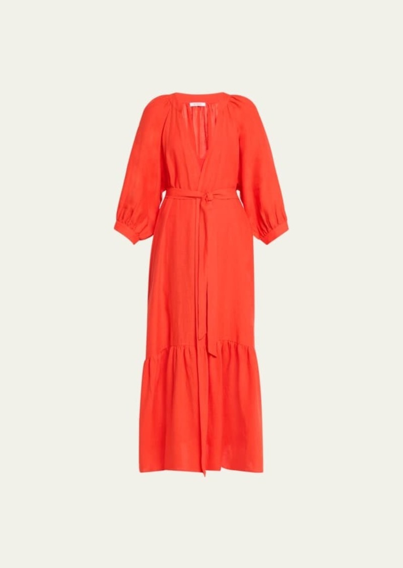 Eres Joie Maxi Linen Wrap Dress