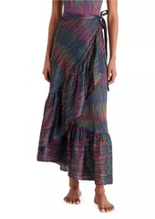 Eres Neon Silk Wrap Maxi Skirt