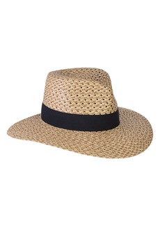 Eric Javits Cannes II Wide Brim Woven Fedora in Nat/blk at Nordstrom Rack