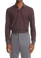 Ermenegildo Zegna Cotton & Wool Long Sleeve Polo Shirt