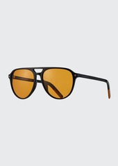 ZEGNA Men's Solid Double-Bridge Aviator Sunglasses