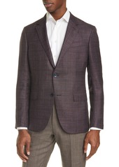 ZEGNA Milano Easy Classic Fit Plaid Wool Blend Sport Coat in Brown at Nordstrom