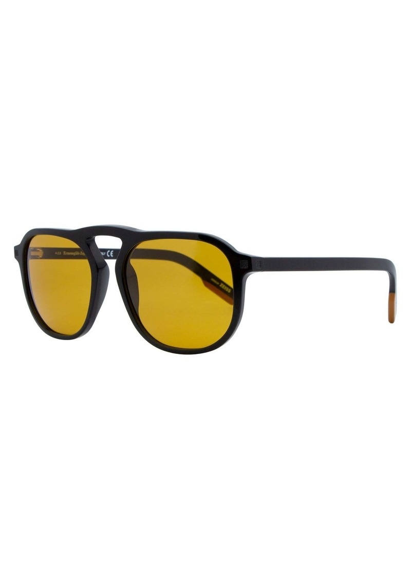 Ermenegildo Zegna Rectangular Sunglasses EZ0115 01E Shiny Black 55mm 0115