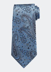 Ermenegildo Zegna Woven Paisley Silk Tie  Blue