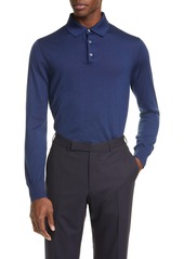 Men's Ermenegildo Zegna Cashmere & Silk Long Sleeve Polo Shirt