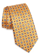 ZEGNA Quadri Colorati Square Medallion Silk Tie in Fancy Orange at Nordstrom