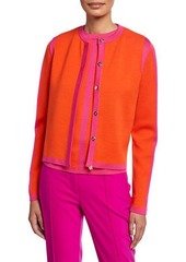 Escada Contrast-Striped Double-Face Wool Shell