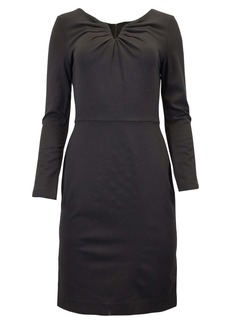 Escada Gathered Neckline Dress in Black Wool