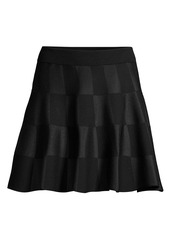 Escada Rossi Virgin-Wool Blend Checkered Flare Skirt