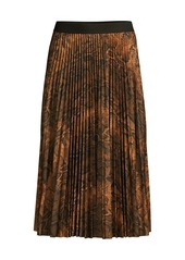 Escada Snake-Print Pleated Midi Skirt